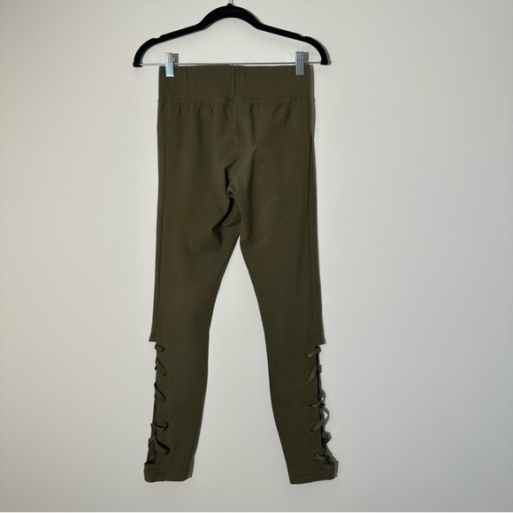 Puma Army Green Leggings with Gold Logo - Picture 2 of 5